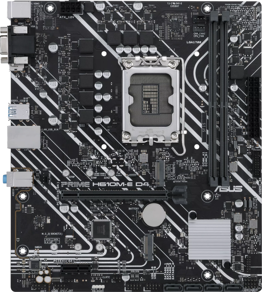 ����������� ����� ASUS PRIME H610M-E D4-CSM Socket 1700, Intel H610, 2xDDR4, PCI-E 4.0, 2xUSB 3.2 Gen1, VGA, HDMI, DisplayPort, mATX