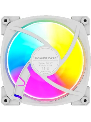 ���������� Powercase (M55MR-12W ARGB) White 120x120x25�� (PWM, 100��./���, 4pin PWM (M+F)+ 3pin ARGB (M+F), 600-1500�10% ��/���) Bulk