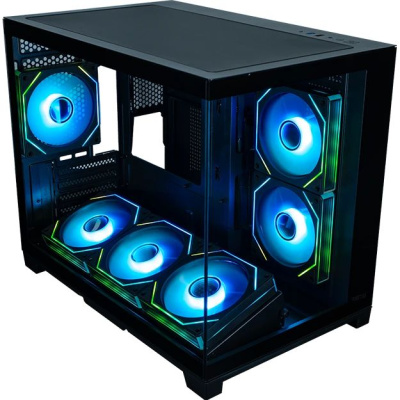 ������ XASTRA QR500M 6ARGB-FM-C10-UC Black mATX/Aquarium/ 2 Curve Glass /6x120mm ARGB PWM FM fans/ Argb+PWM HUB 10port /Type-C/ QR500M-6FM12A-C10-UC