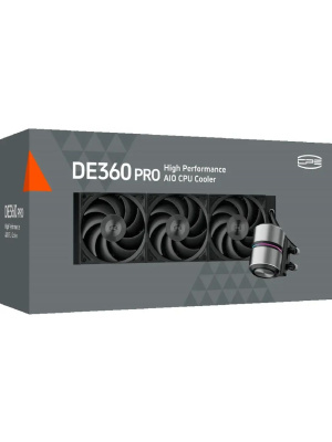 ������� ���������� PCCooler DE360 Pro BK (300W, 360mm, Black, ARGB Pump, Fans: 3x120mm, 86.73CFM, 32dBA, 2200RPM/ Pump height 57mm, 28dBA, 3200RPM, Rad thickness 27mm/ S: 1851, 1700, 1200, 115X, AM5, AM4, AM3)