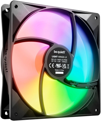 ����� ��� �������/ Case Cooler be quiet! LIGHT WINGS LX 140mm PWM (140x140x25mm, 4-pin PWM, ARGB, 56.0CFM, 22.9dBA, 1200RPM, Black)