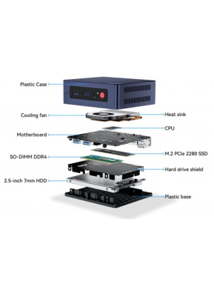 ����-�� Beelink MINI S12 PRO-LP, Intel Processor N100/12 �� DDR4/512 �� SSD/Intel UHD Graphics/��� ��, ����� (BL/MINI S12 PRO-LP/N100/12G/512G/2.5G*1)