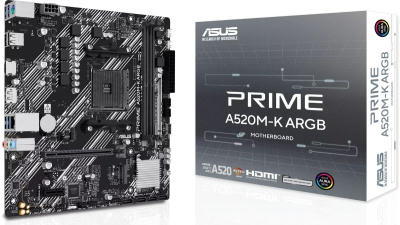 ����������� ����� ASUS PRIME A520M-K ARGB, AM4, AMD A520, mATX, Ret (90MB1R00-M0EAY0)