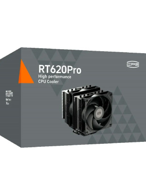 ����� ��� ���������� PCCooler RT620 PRO BK (250W, 4-pin PWM, 153mm, Al/Cu, 6x6mm, 2x120mm, 73.32CFM, 34.9dBA, 2200RPM, S: 1851/1700/1200/115X,AM5/AM4, black)