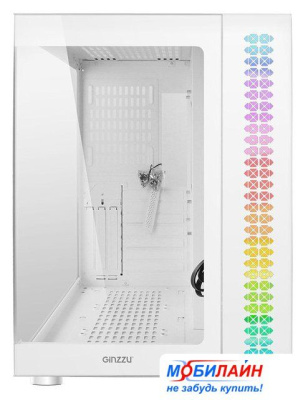 ������ Ginzzu V580 RGB ���������, ���������� ������ 1*USB 3.0,1*USB 2.0, AU ����� ATX