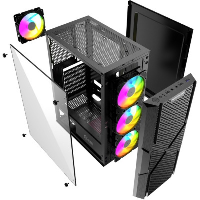 ������ Powercase Mistral T4B ������ , TEMPERED GLASS, LED 4x120mm CMITB-L4