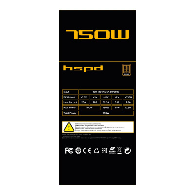 ���� ������� �� HSPD HSI-750BS-BK 750W 80+ Bronze, black