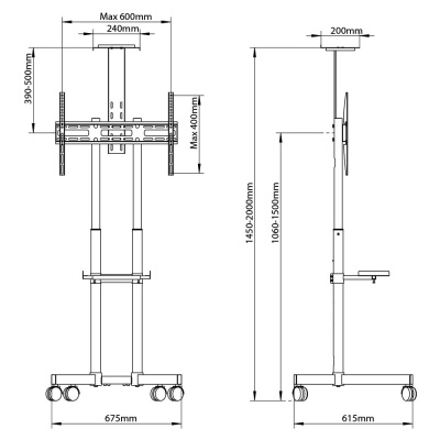 ��������� ��� ���������� Arm Media PT-STAND-8 ������ 32"-80" ����.50�� ��������� �������������