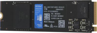 ������������� ���������� SSD Western Digital M.2 2280 1TB Blue WDS100T4B0E PCIe Gen4 x4, NVMe