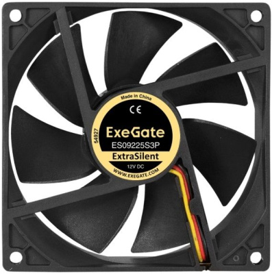 Exegate EX297049RUS ���������� 12� DC ExeGate ExtraSilent ES09225S3P (92x92x25 ��, Sleeve bearing (��������� ����������), 3pin, 2000RPM, 25dBA)