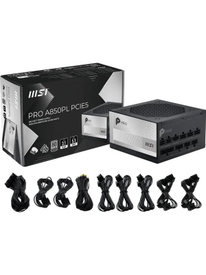 ���� ������� �� MSI PRO A850PL PCIE5 850W, 80+ Platinum, ��������� ���������, ATX 3.1, PCIE5.1, RTL