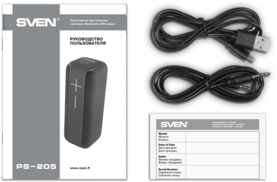 SVEN PS-205, ������, ������������ ������� (2.0, �������� 2x6 �� (RMS), Waterproof (IPx6), TWS, Bluetooth, FM, USB, microSD, ���������� �����������)