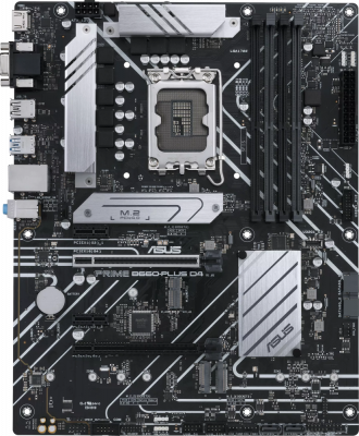 ����������� ����� ASUS PRIME B660-PLUS D4 Socket 1700, Intel B660, 4xDDR4, PCI-E 4.0, 2500 ����/�, USB 3.2 Gen1, 2xUSB 3.2 Gen2, USB 3.2 Gen2x2 Type-C, VGA, HDMI, DisplayPort, ATX