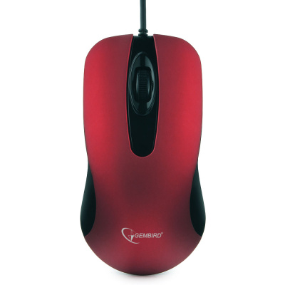 Gembird MOP-400-R ������� USB {����, ��������� ����, 2 ������+������ ������, 1000 DPI, soft-touch, ������ 1.45�, �������}	