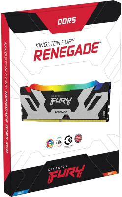 ������ DDR5 24GB 7200MHz Kingston KF572C38RSA-24 Fury Renegade Silver/Black RGB RTL Gaming PC5-57600 CL38 DIMM 288-pin 1.45� single rank � ���������� Ret