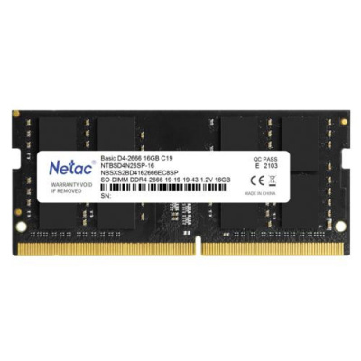 ����������� ������ 16Gb Netac NTBSD4N26SP-16  SO-DIMM DDR 4, PC21300, 2666Mhz, C19