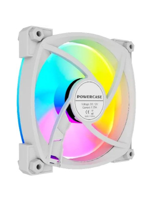 ���������� Powercase (M55MR-12W ARGB) White 120x120x25�� (PWM, 100��./���, 4pin PWM (M+F)+ 3pin ARGB (M+F), 600-1500�10% ��/���) Bulk