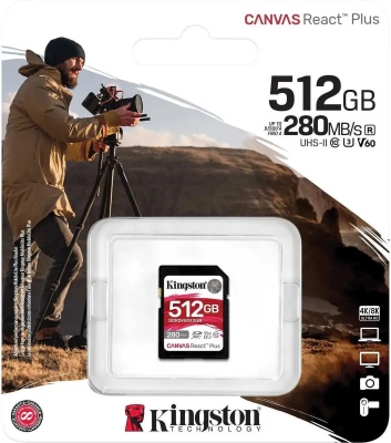 ���� ����� SDXC 512GB Kingston SDR2V6/512GB Canvas React Plus w/o adapter