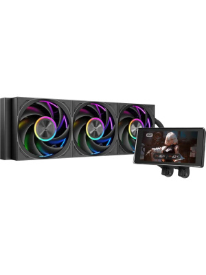 ������� ���������� PCCooler DT360 Max ARGB Display BK (300W, 360mm, LED, Black, ARGB/ Fans: 3x120mm, 83CFM, 33.1dBA, 3000RPM/ Pump height 63mm, 15dBA, 2600RPM, Rad thickness 27mm/ S: 1851, 1700, 1200, 115X, AM5, AM4)