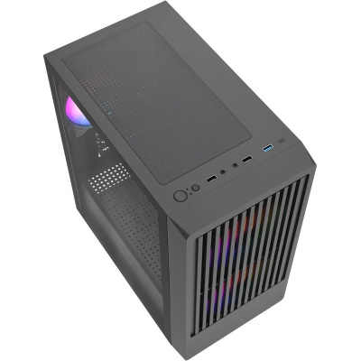 ������ Powercase Mistral SM07 ARGB, Tempered Glass, 3x120mm ARGB PWM fans, ������, mATX  (CMMSM07B-A3)