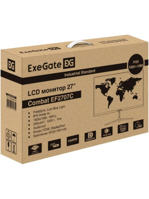 ������� ExeGate 27" Combat EF2707C {IPS 1920x1080 165Hz 1ms 16:9 300cd 1000:1 178/178 HDMI DisplayPort} [EX297306RUS]