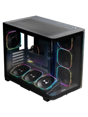 ������ XASTRA QR600 7ARGB-FG-C10-UC Black ATX/Aquarium/Curve Glass /Led Strip/7x120mm ARGB PWM FG fans/Argb+PWM HUB 10port/ Type-C/ QR600-7FG12A-C10-UC-L