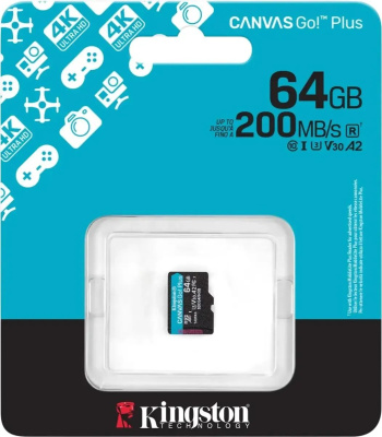 ���� ����� microSDXC 64GB Kingston SDCG4/64GBSP Canvas Go! Plus V30 A2 w/o adapter