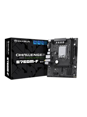 ����������� ����� MAXSUN MS-Challenger B760M-F WIFI, LGA1700, B760, 2*DDR4, 3*SATA3, M.2, USB 3.2, USB 2.0, 1*PCIEx16, 1*PCIEx1, VGA+HDMI,  mATX