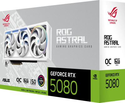 ���������� ASUS NVIDIA GeForce RTX 5080 ROG Astral White OC 16GB, ROG-ASTRAL-RTX5080-O16G-WHITE, (90YV0LV4-M0NA00)