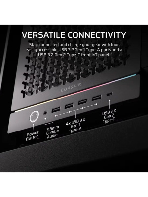 ������ Corsair Frame 5000D RS High-Airflow, Midi-Tower, TG, 4x140mm, 4xUSB-A 3.2, 1xUSB 3.2 Type-C, E-ATX, ATX, mATX, mITX Black
