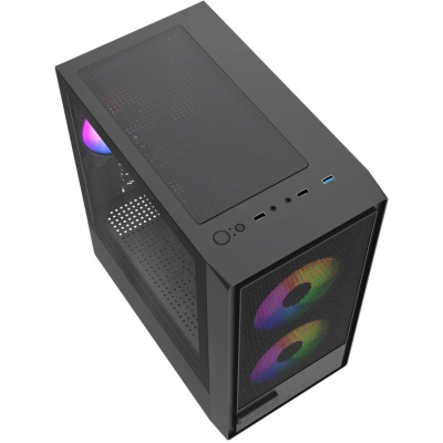 ������ Powercase Mistral SM02 ARGB, Tempered Glass, 3x120mm ARGB PWM fans, ������, mATX  (CMMSM02B-A3)