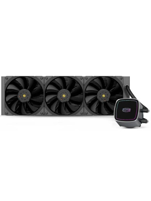 ������� ���������� PCCooler DE360 BK (310W, 360mm, Black, ARGB Pump/ Fans: 3x120mm, 71.86CFM, 33.8dBA, 1850RPM/ Pump height 55mm, 28dBA, 3200RPM, Rad thickness 27mm/ S: 1851, 1700, 1200, 20XX, 115X, AM5, AM4)