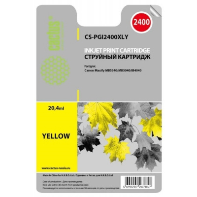 �������� �������� Cactus CS-PGI2400XLY ������ ��� Canon MAXIFY iB4040/ ��5040/ ��5340 (20.4��)