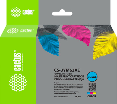 �������� �������� Cactus CS-3YM63AE 305XL ������������ (18��) ��� HP DeskJet 2320/2710/2720/4120