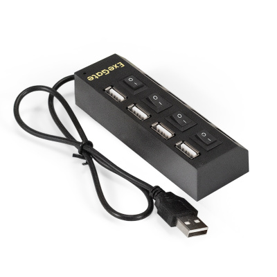 USB-������������ Exegate DUB-42SW, 4xUSB 2.0, ������ + ������ ��� ���.������� EX293977RUS