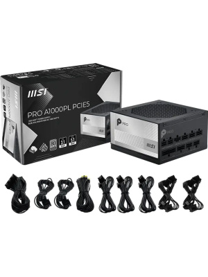 ���� ������� �� MSI PRO A1000PL PCIE5 1000W, 80+ Platinum, ��������� ���������, ATX 3.1, PCIE5.1, RTL