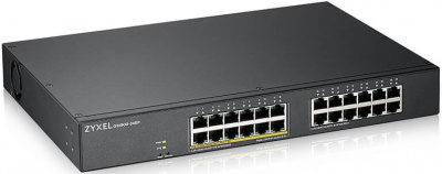 Smart L2 ���������� PoE+ Zyxel GS1900-24EP, rack 19", 24xGE (12xPoE+), ������ PoE 130 ��