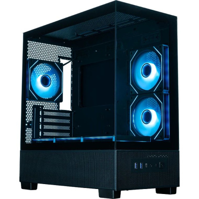 ������ XASTRA Q500M 6ARGB-C10-UC Black mATX/Aquarium/Screewless/ 6x120mm ARGB PWM FM fans/Argb+PWM HUB 10port/ Type-C/ Q500M-6FM12A-C10-UC