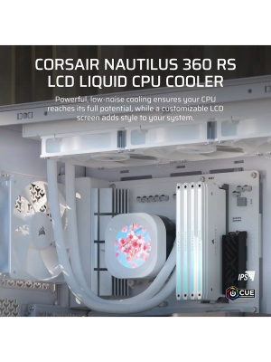������� ����������� ���������� Corsair NAUTILUS 360 RS LCD (360mm, White/ Fans: 3x120mm, 72.8CFM, 36dBA, 2100RPM/ S: 1851, 1700, AM5, AM4)