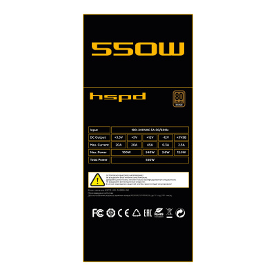 ���� ������� �� HSPD HSI-550BS-BK 550W 80+ Bronze, black