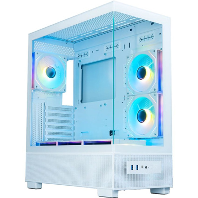 ������ XASTRA Q500 6ARGB-C10-UC White ATX/Aquarium/Screewless/ 6x120mm ARGB PWM FM fans/Argb+PWM HUB 10port/ Type-C/ Q500-6FM12A-C10-UC-WH