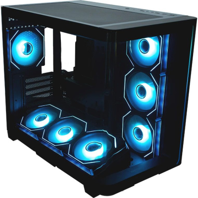 ������ XASTRA QR600 7ARGB C10-UC  Black ATX/Aquarium/Curve Glass //Led Strip/7x120mm ARGB PWM FM fans/Argb+PWM HUB 10port/ Type-C/ QR600-7FM12A-C10-UC-L