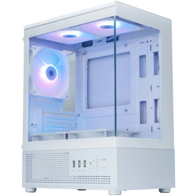 ������ XASTRA Q300M 5ARGB-C6 White mATX/Aquarium/Screewless/ 5x120mm ARGB PWM FC fans/Argb+PWM HUB 6port/ Q300M-5FC12A-C6-WH