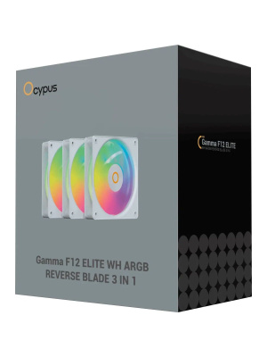 �������� ������������ (3 ��) Ocypus Gamma F12 Elite WH ARGB REVERSE BLADE 3 IN 1, 120x120x25mm, 4-PIN PWM, 600-1800 RPM, 26 DBA MAX, HYDRO BEARING