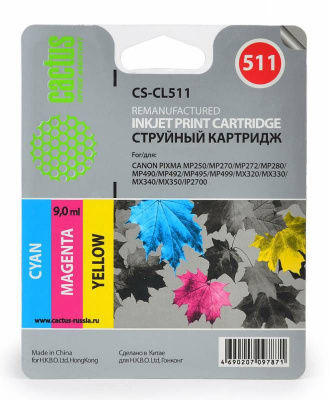 Cactus CL-511 �������� CACTUS CS-CL511 ��� Canon PIXMA MP240/ MP250/MP260/ MP270/ MP480/ MP490/ MP492/MX320/ MX330, �����������, 9 ��