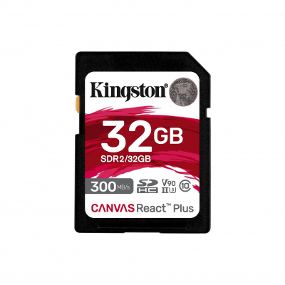 ���� ����� SDHC 32Gb  Kingston SDHC, UHS-I Class U3 V90, ������: 300 ��/�, ������: 260 ��/� (SDR2/32GB)