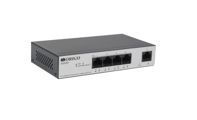 ������������� PoE-���������� ORIGO OS2205P/60W, 4x1000Base-T PoE+, 1x1000Base-T, PoE-������ 60 ��