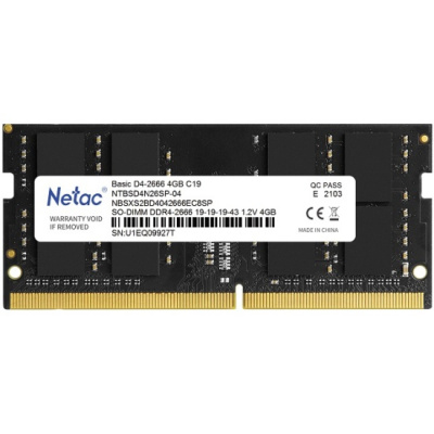����������� ������ 4Gb Netac NTBSD4N26SP-04 SO-DIMM DDR 4 PC21300, 2666Mhz, C19