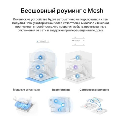 ��������� Mesh ������ Mercusys Halo H60X(2-pack), Wi-Fi 6, AX1500, �����