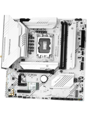 ����������� ����� MAXSUN MS-Terminator B760M GKD5 ICE (Socket 1700, mATX, 2*DDR5(96Gb), DP/HDMI, 3*SATA3, 4*M.2, 1*PCIEx16/1*PCIEx4, 6*USB2.0, 2*USB 3.2, LAN 1*2.5G, ARGB, white, RTL)